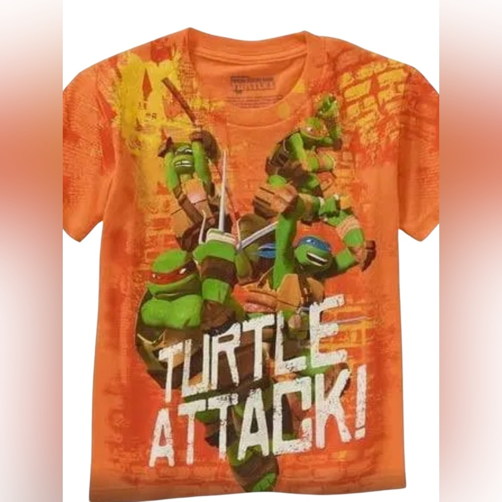 TMNT Teenage Mutant Ninja Turtles Boys T-Shirt, Orange, Small (6-7)